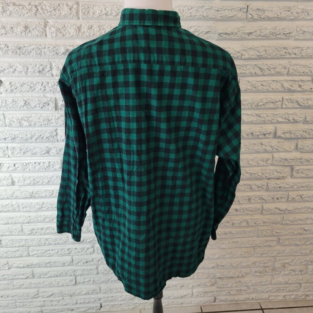 Puritan Mens Shirt XXL Long Sleeve Green Plaid Collar Pocket Button Up PLA45E - Picture 6 of 9